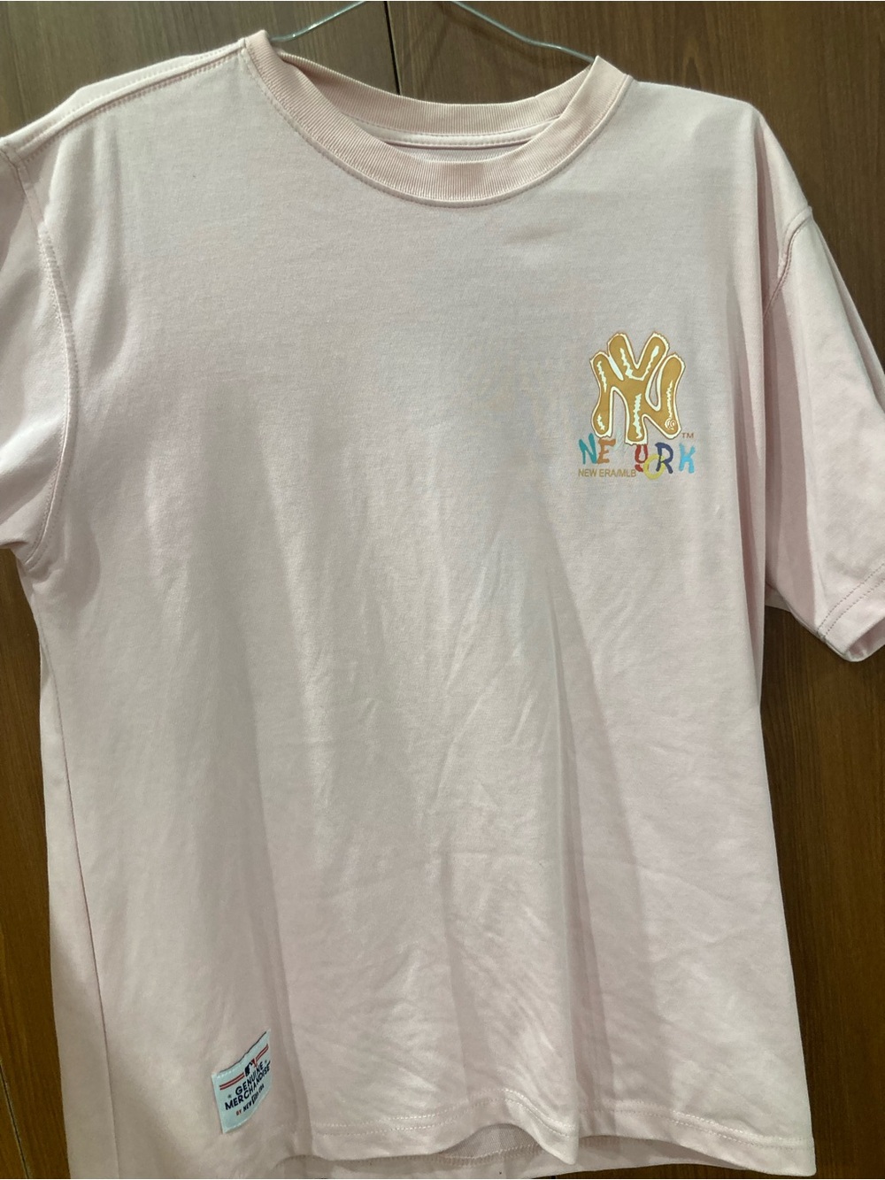 MLB Light Pink Short Sleeve Tee with Yellow NY Logo